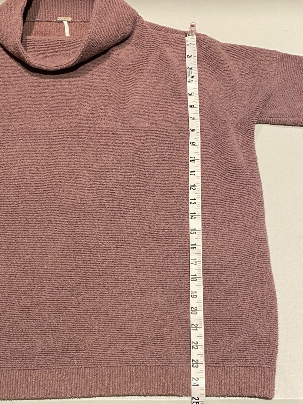 Free People Ottoman Ribbed Mauve Pink Oversized Mock Neck Tunic Sweater, Size S - Picture 5 of 8